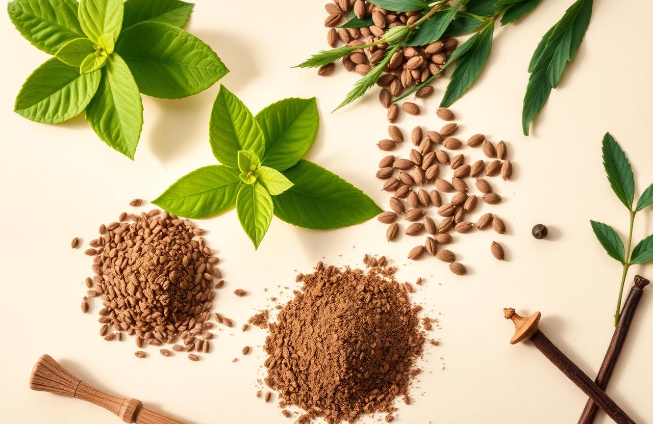 My EstroGem UK natural ingredients — lemon balm, flax seeds, chlorella, angelica root